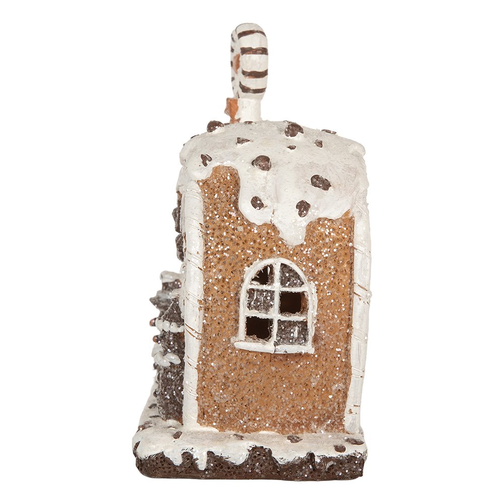 Gingerbread house met LED 18x10x19 cm Bruin Kunststof