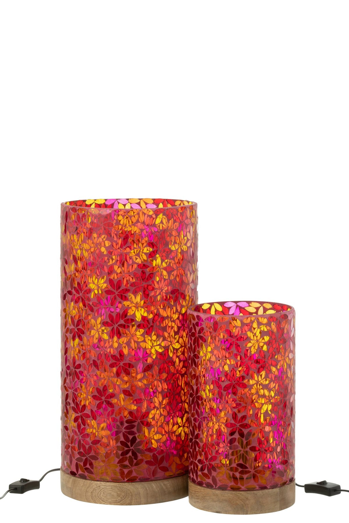 J-Line tafellamp Bloemen Mozaiek - glas - roze - large