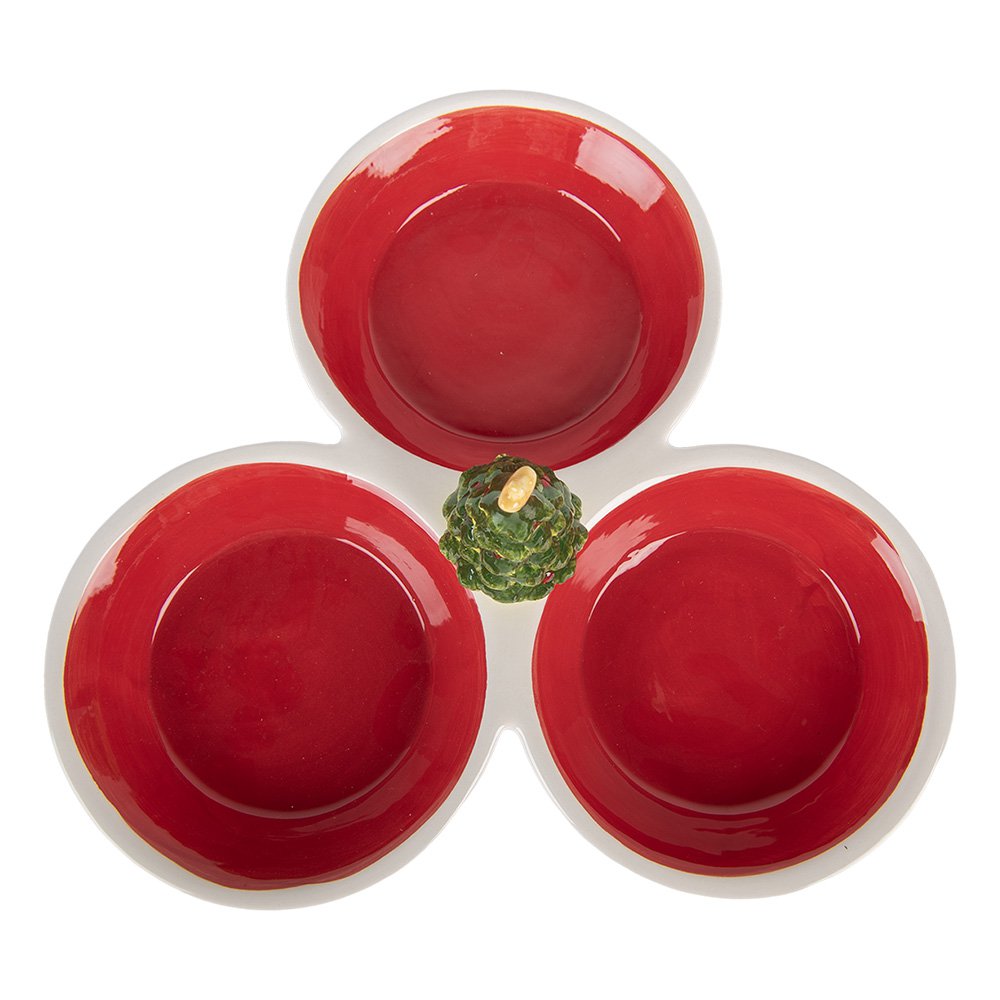 Decoratie schaal 26x26x10 cm Rood Wit Keramiek