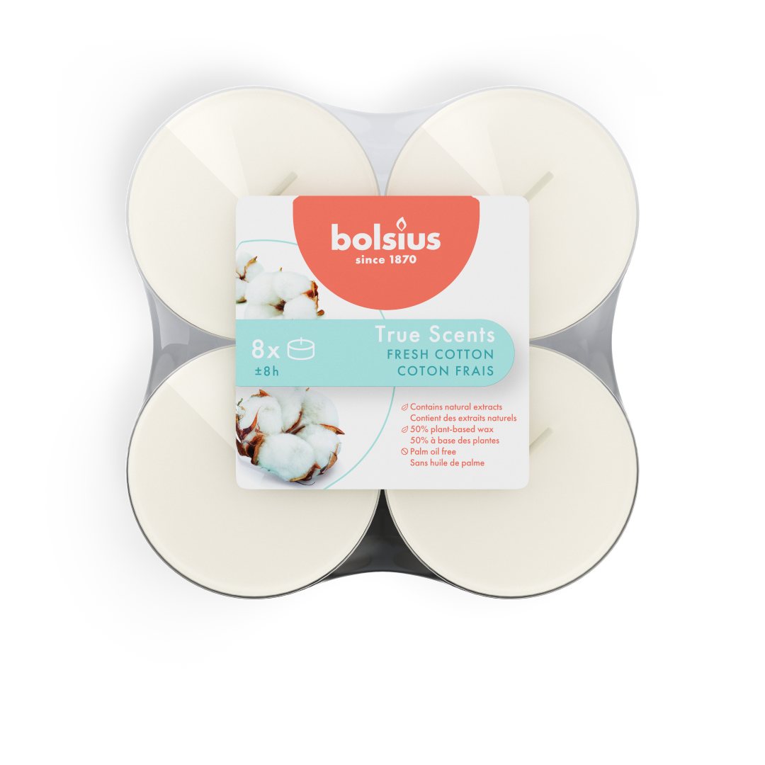 True Scents maxilicht 8 stuks Fresh Cotton