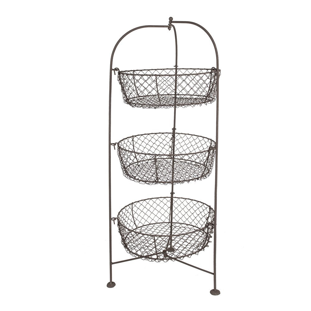 Mandenrek Ø 28x80 cm Bruin Metaal Keuken Mandjes