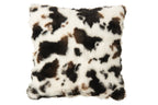 J-Line Kussen met koeienmotief - polyester - wit/donkerbruin