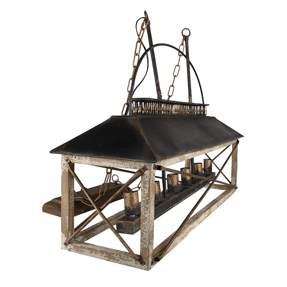 Hanglamp 99x30x70 cm Zwart Bruin ijzer Hanglamp Eettafel