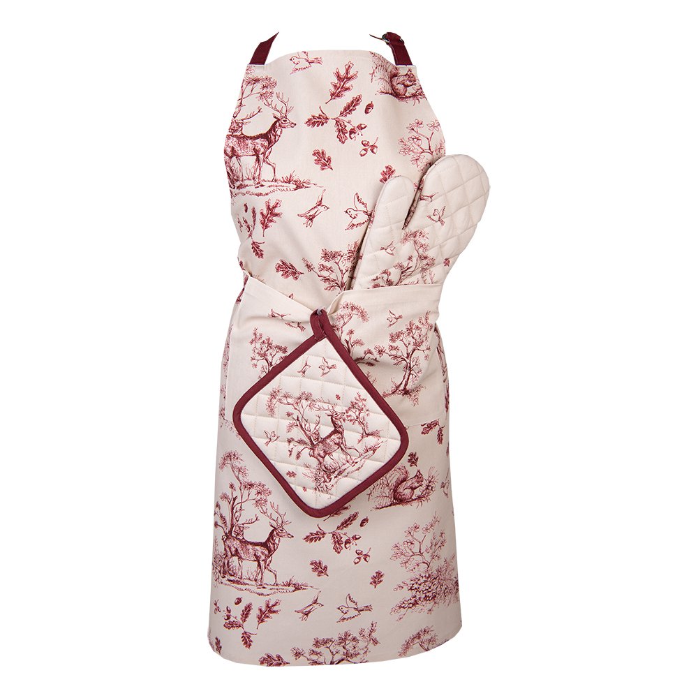 Ovenwant 18x30 cm Wit Roze Katoen Rendier Ovenhandschoen