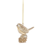 Kersthanger Vogel 6 cm Beige Kunststof