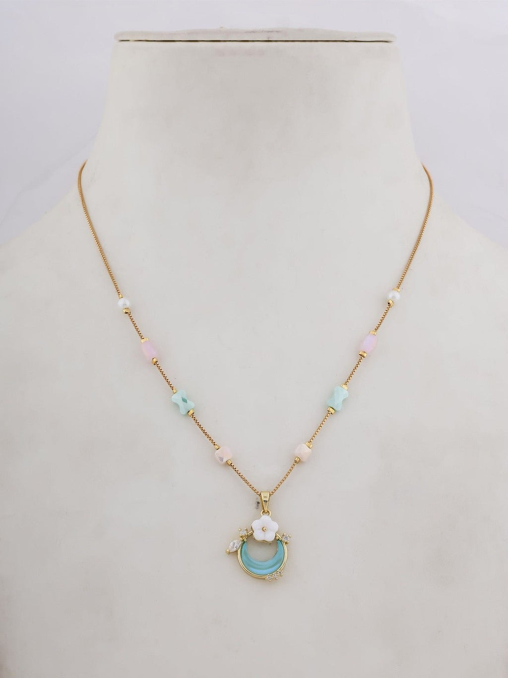 Vergulde messing ketting – Kristallen accent – ​​Boetieksieraden