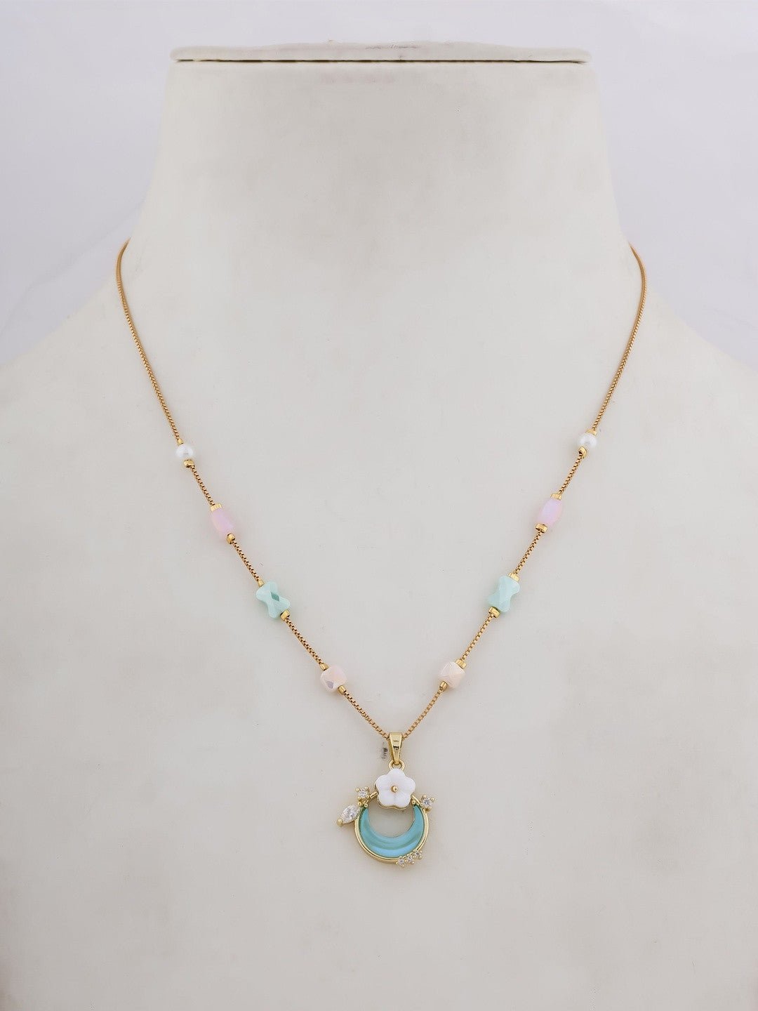 Vergulde messing ketting – Kristallen accent – ​​Boetieksieraden
