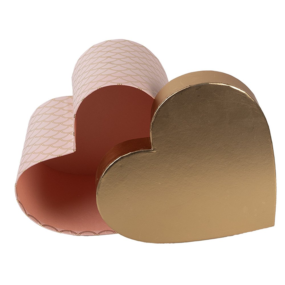 Opbergdoos Set van 3 27x24x15 / 24x21x14 / 21x19x12 cm Roze Goudkleurig Karton
