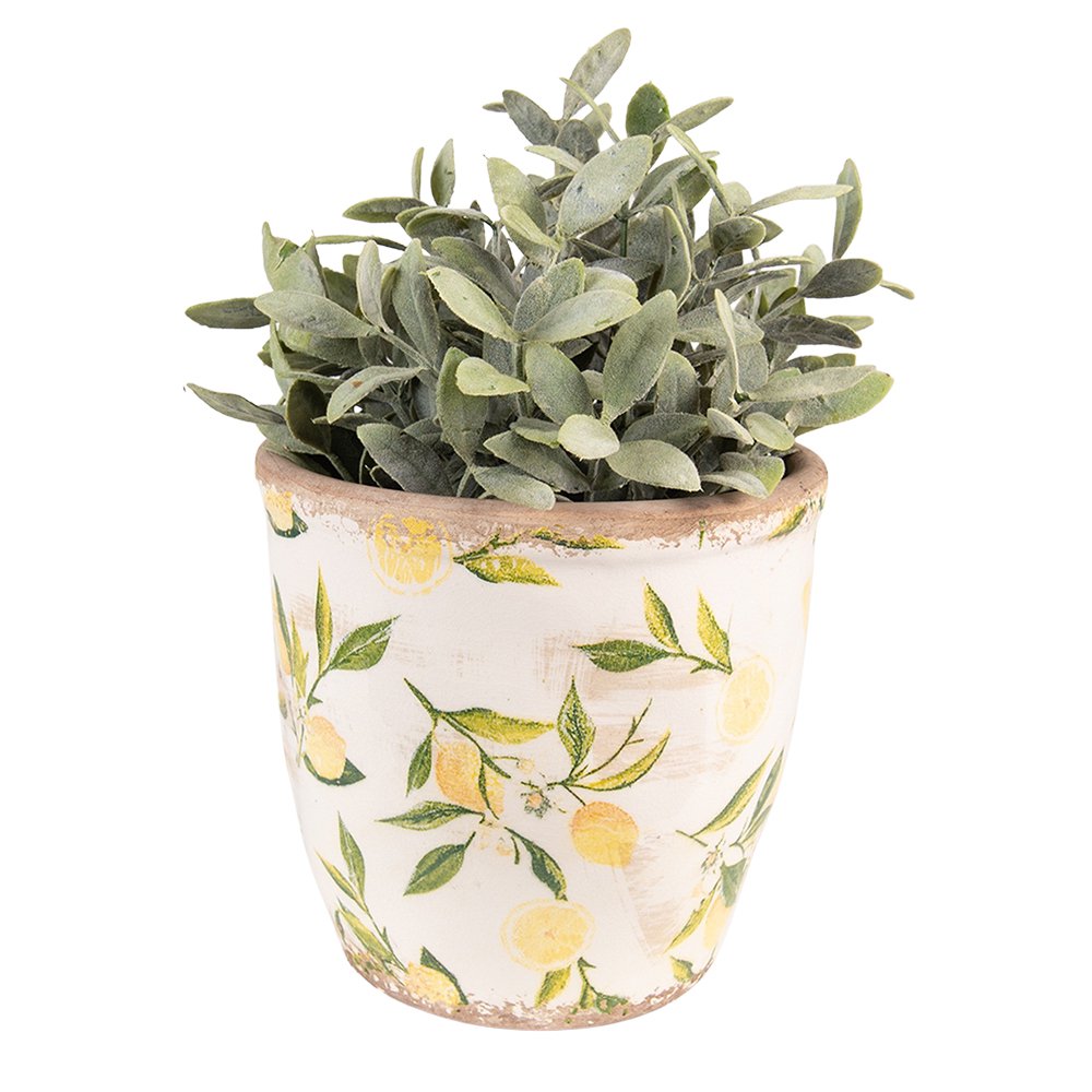 Bloempot Ø 17x16 cm Geel Keramiek Citroen Bloempot Binnen