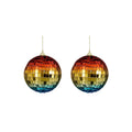 Ornament spiegel bal regenboog blauw 2 stuks