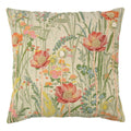 Kussen geborduurd wilde bloemen roze klaproos 60x60cm