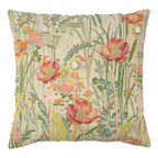 Kussen geborduurd wilde bloemen roze klaproos 60x60cm