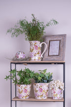 Decoratie Kan 16x11x18 cm Roze Beige Keramiek Bloemen Waterkan