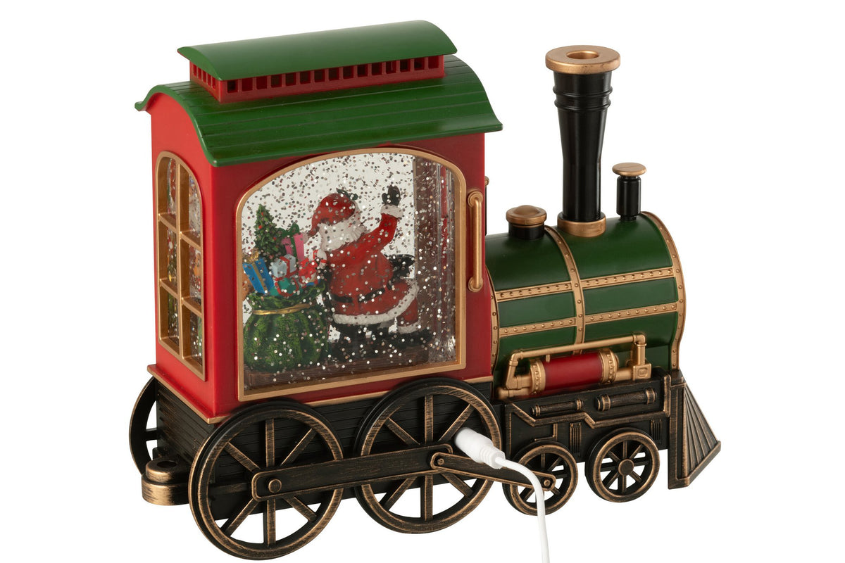 J-Line decoratie Trein + Muziek Kerstman - kunststof - mix - LED