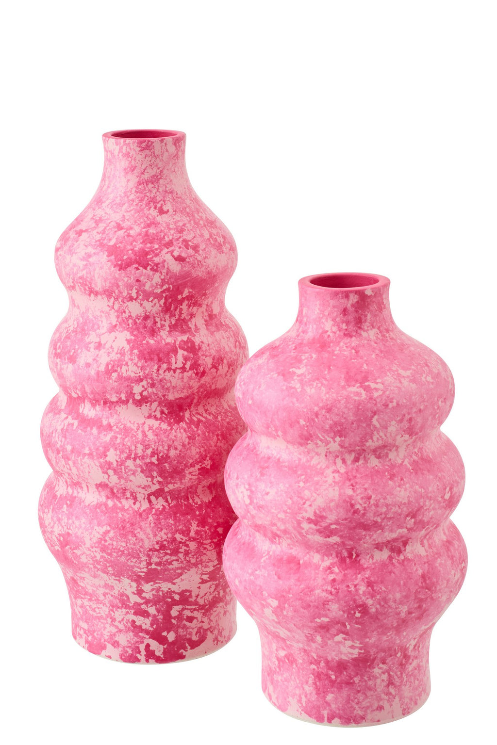 J-Line vaas - keramiek - roze/wit - L
