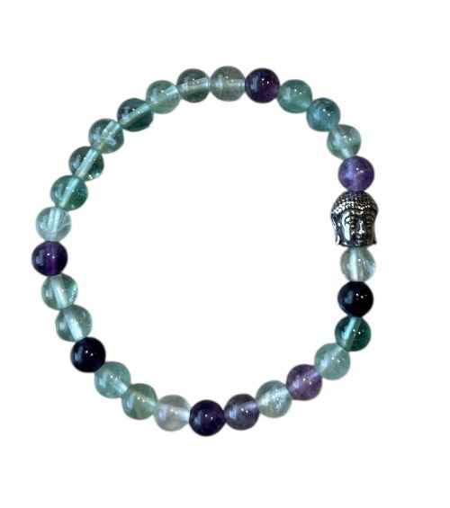 Dames armband Fluoriet 6 mm met Boeddha kraal