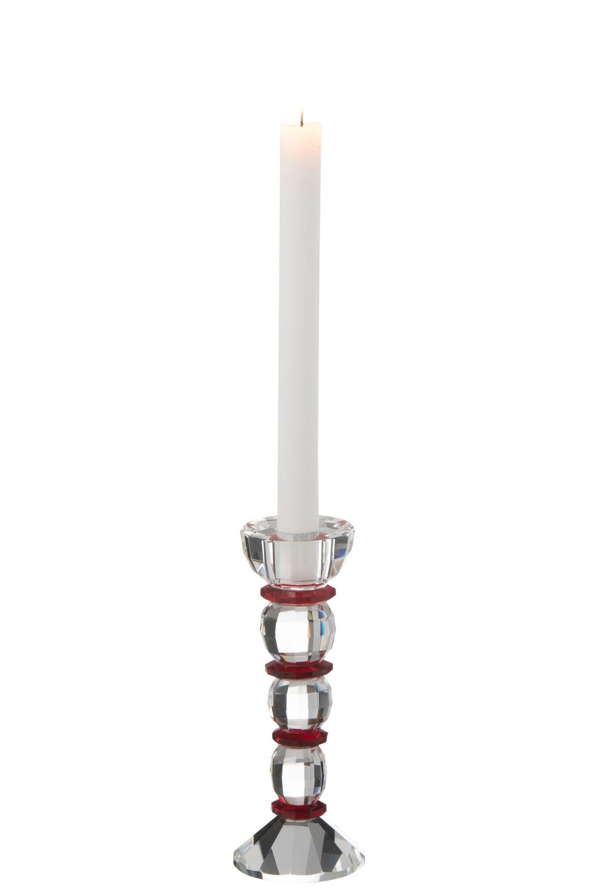 J-Line Kandelaar Annie Kristal Rood/Transparant Small