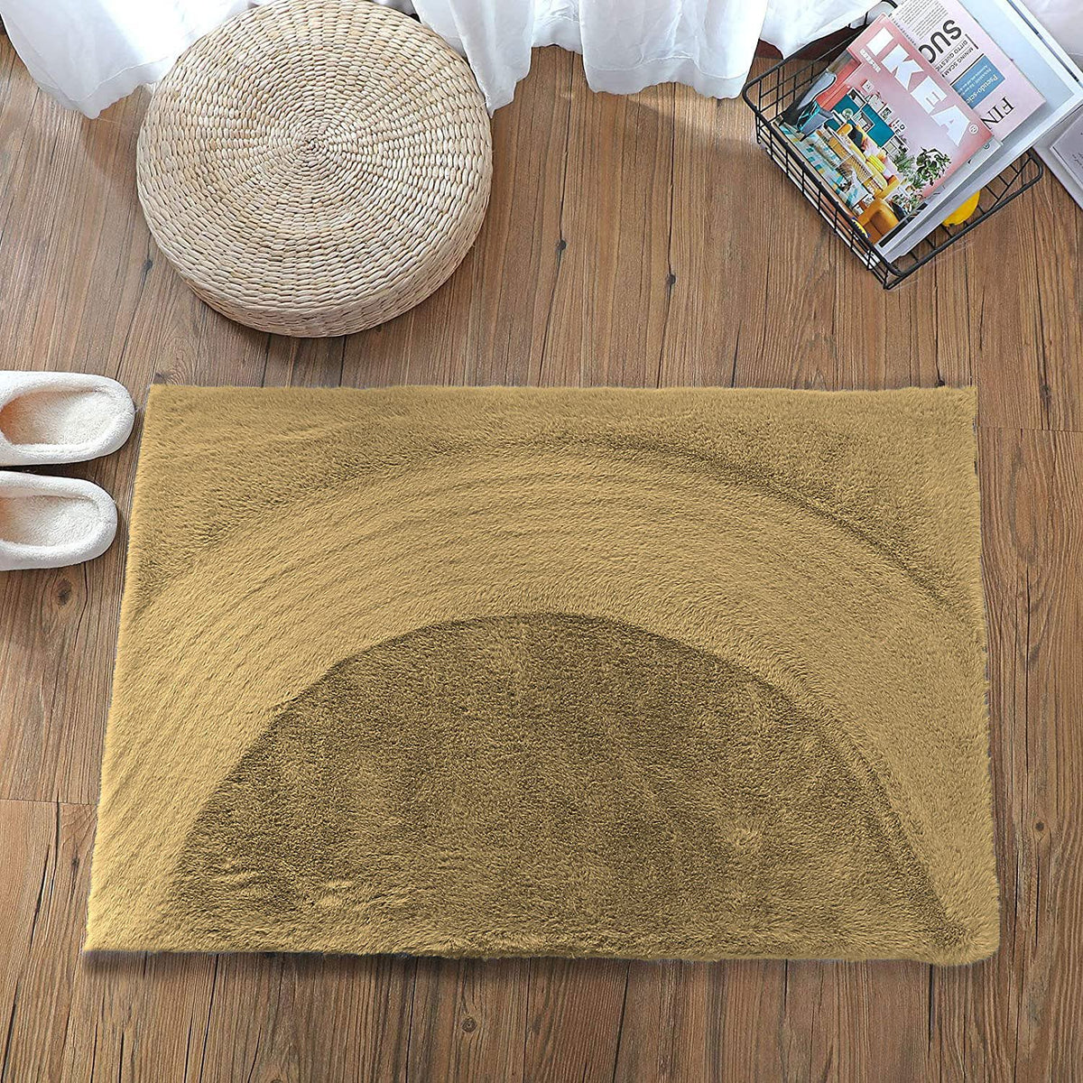 Bont Effen Anti Goud Superzacht Antislip Wasbaar 1000 GSM Badmat 40x60 cm | Badkamer slaapkamer vloermat