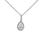 Sieradenset | Sterling zilveren hanger ketting CZ | Parel