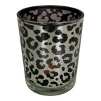 Theelichthouder zilver leopard large 18cm*