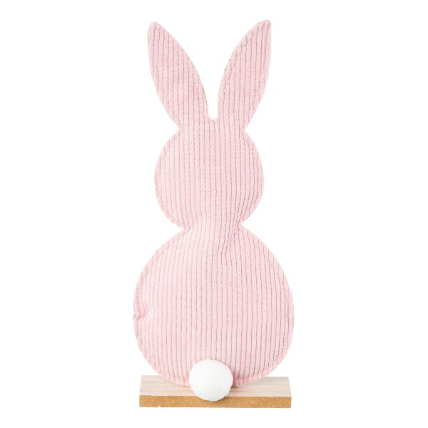 Stoffen haas op voet 12x4x30cm roze