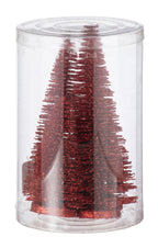 J-Line decoratie Kerstboom Glitter - kunststof - rood - doos van 8