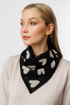 Harten vierkant foulard zwart-beige