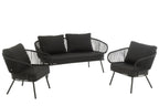 J-Line Set Van Drie Stoel/Bank Poa Metaal/Rattan Zwart