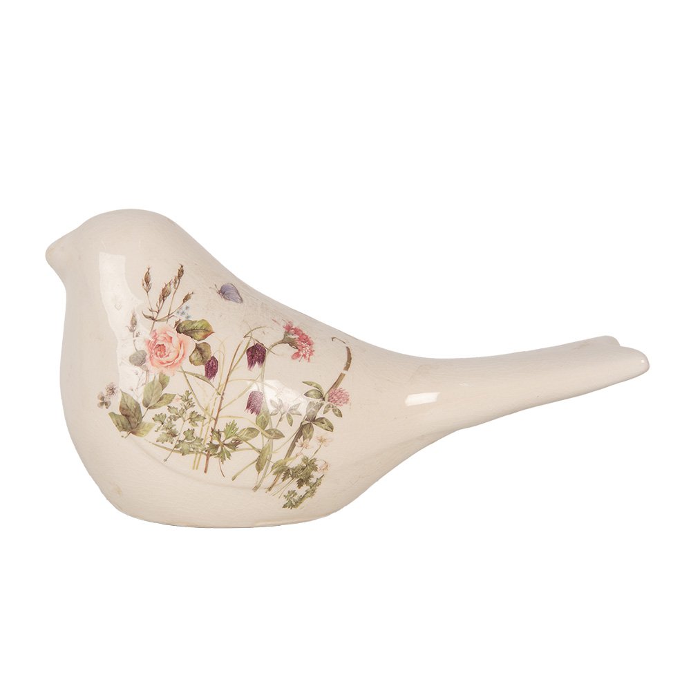 Decoratie Beeld Vogel 25x10x13 cm Beige Keramiek