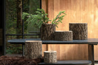 J-Line bloempot Boomstam - hout - naturel - 2 stuks
