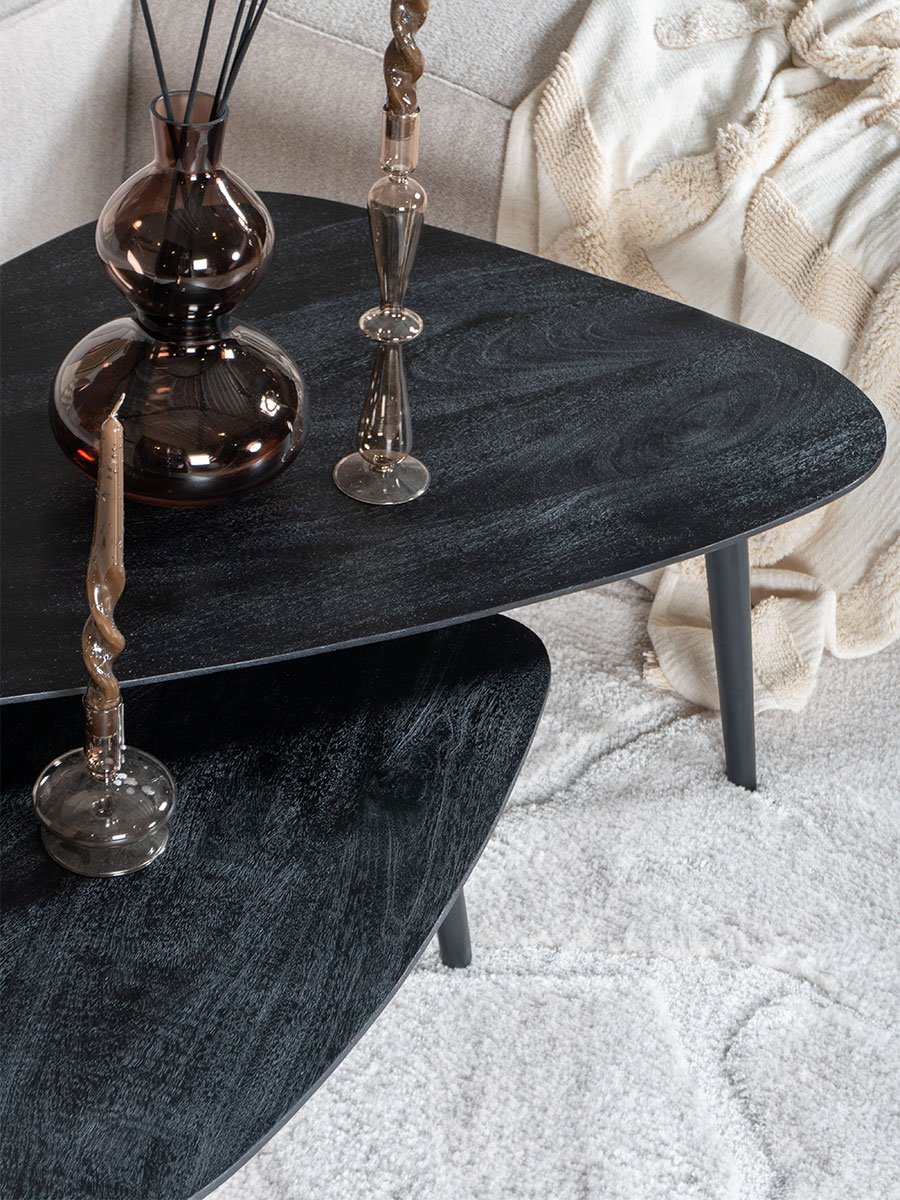 Salontafel Jamal - Zwart Mangohout - Set van 2