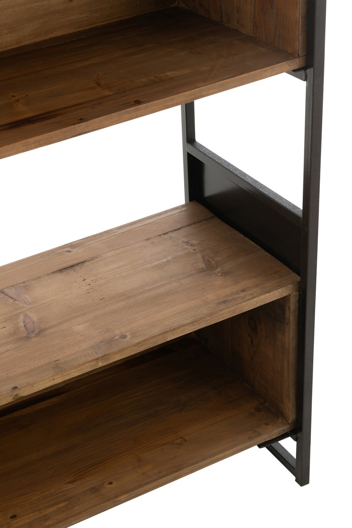 J-Line Rek Gerecycleerd Hout/Metaal Zwart/Naturel Small