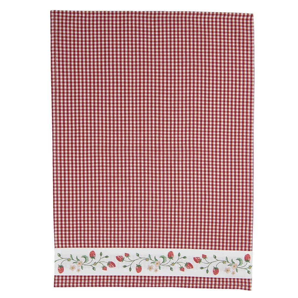 Theedoek 50x70 cm Wit Rood Katoen Aardbeien Keukenhanddoek