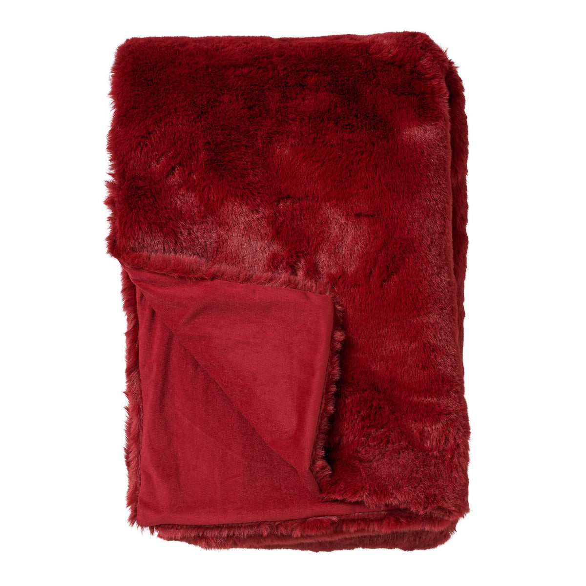 Dutch Decor Zinzi - Plaid 140x180 cm - Imitatiebont look - Unikleur - Merlot - Rood