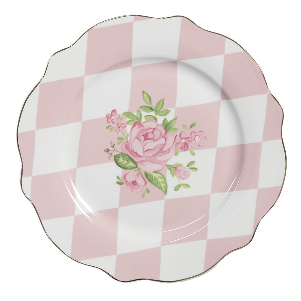 Ontbijtbord Ø 20 cm Roze Wit Porselein Rozen
