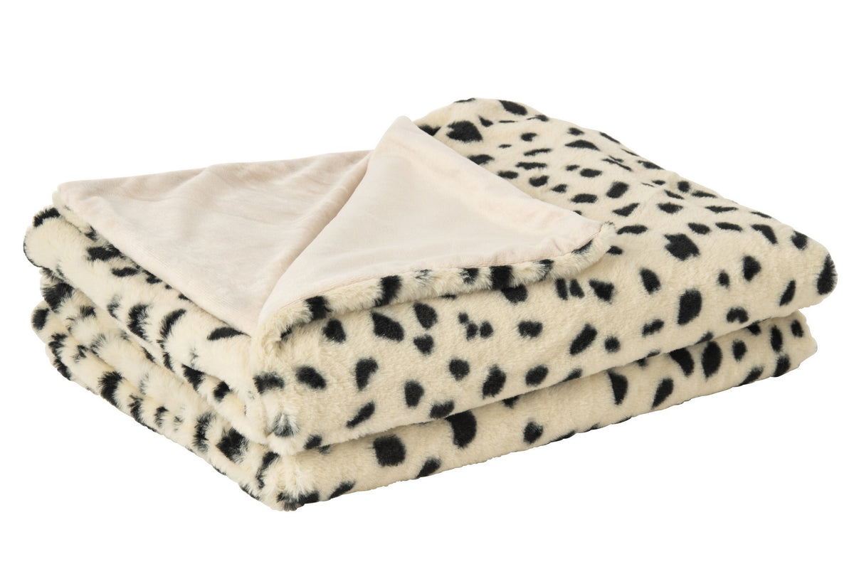 J-Line Deken met dalmatiërmotief - polyester - wit/zwart