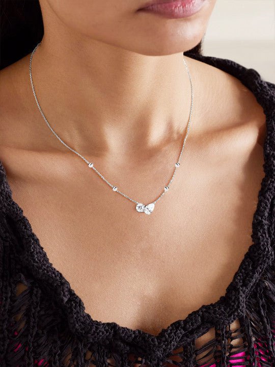 Ketting verfraaid met kristallen – modeaccessoire – verzilverd messing – enkele eenheid