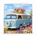 Wenskaart - "Camper met bloemen" - 8 Stuks