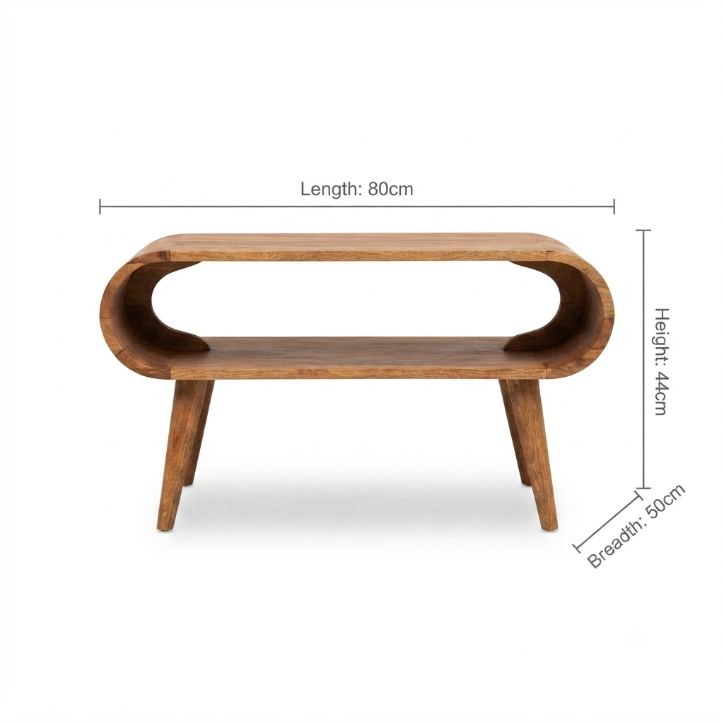 Massief houten open salontafel, licht eiken afwerking