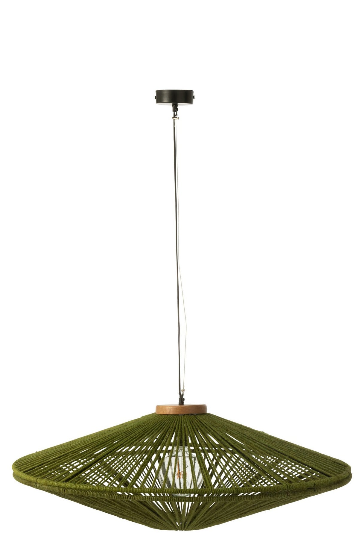 J-Line Hanglamp Ovni Ijzer/Jute Groen Large