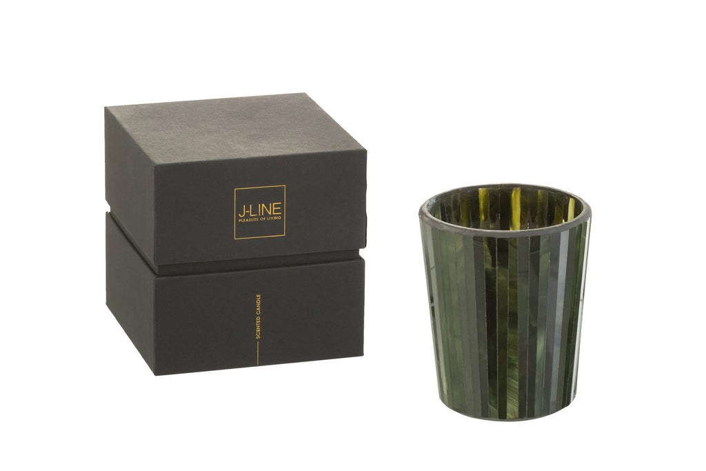 J-Line geurkaars Noa - Herbal Serenity - glas - groen - medium - 55U