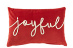 J-Line kussen Rechthoek Joyful - fluweel - rood/wit