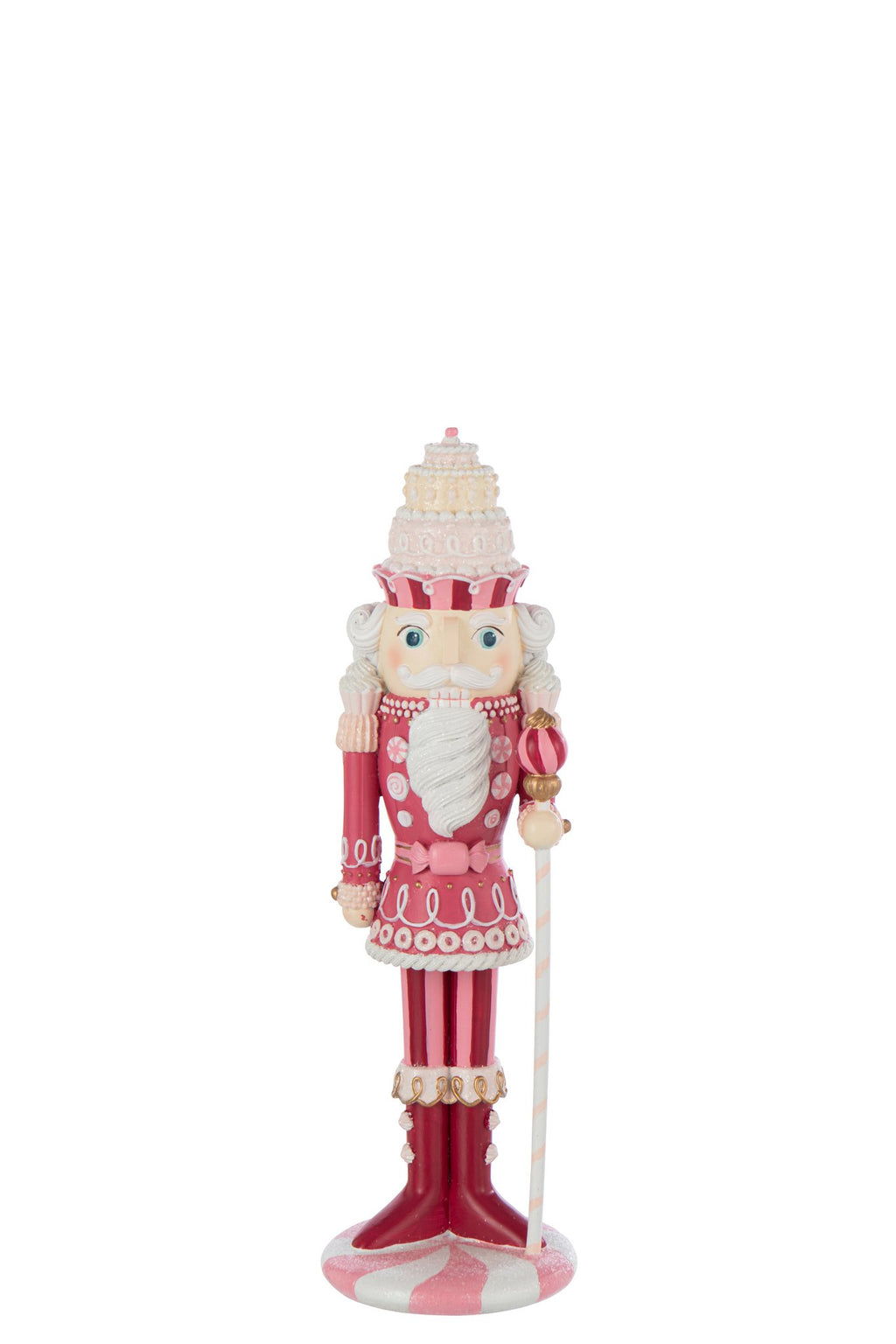 J-Line figuur Notenkraker Snoep - polyresin - wit/roze - S