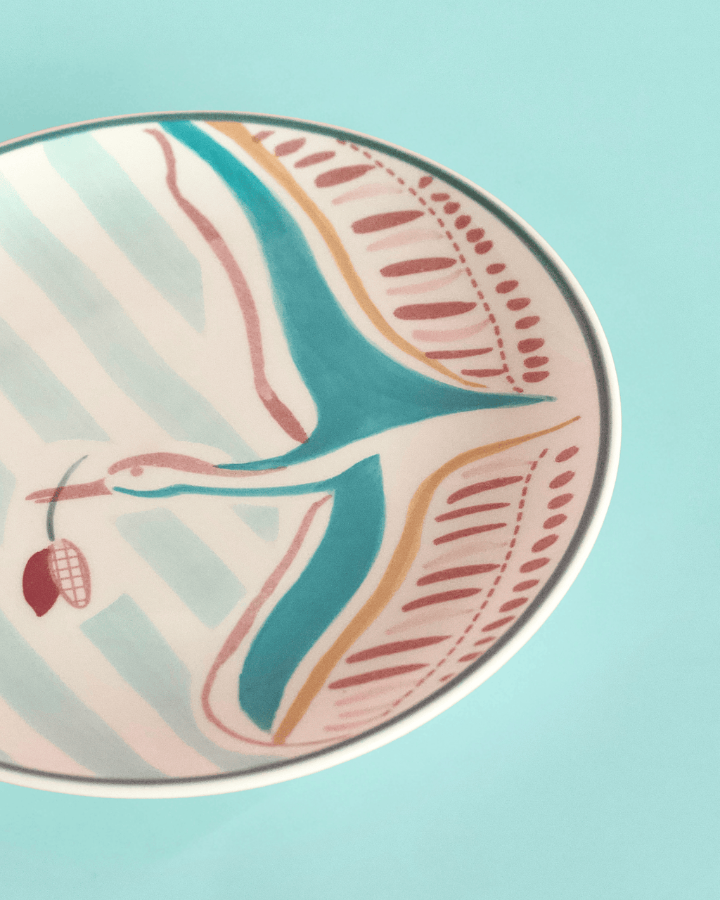 Veldleeuwerik Handbeschilderd Keramisch Rond Bord Curve 16Cm