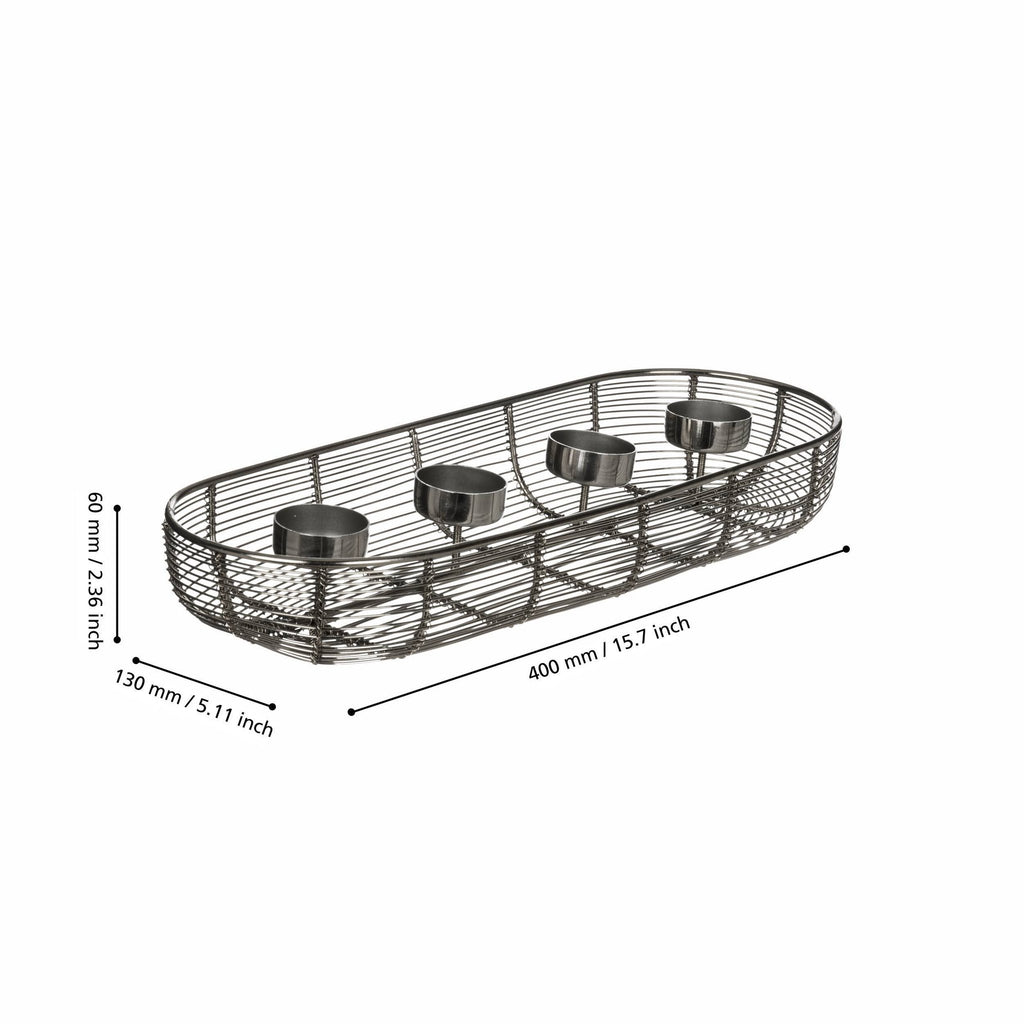 Kandelaar Hagony Zilver 41x14x6 cm