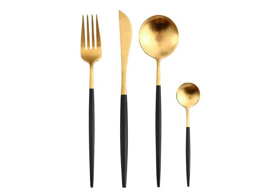 Bestek goud zwart matte 16 stuks