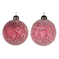 Kerstbal Set van 2 Ø 8 cm Rood Glas Kerstdecoratie