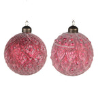 Kerstbal Set van 2 Ø 8 cm Rood Glas Kerstdecoratie