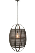 J-Line Hanglamp Ion Linnen/Bamboe Zwart Large
