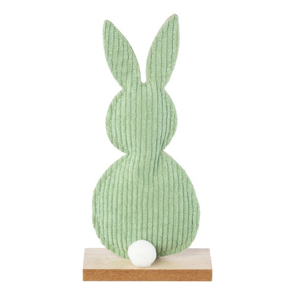 Stoffen haas op voet 8x4x19cm groen